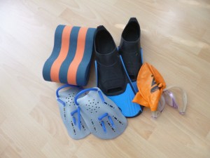 Luckily the gear you need to actually swim in the pool is the same all year round.