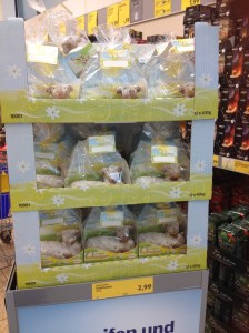 Stacked up at the front of the store... as if they're not going to scare everyone away!