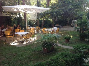 Breakfast at Hotel Adria in the cool garden