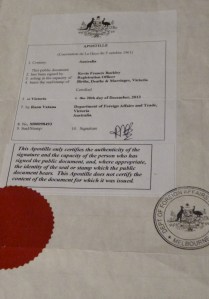 The dreaded apostille!