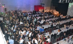 Packed dance floor austrian christmas party