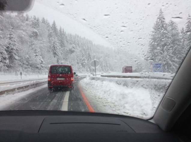Snow driving April Austria