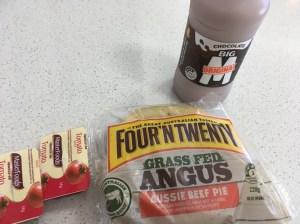 Australian food - pie and chocolate milk