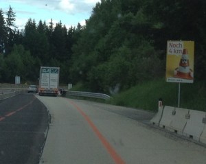 Roadworks in Austria on the autobahn cute signs