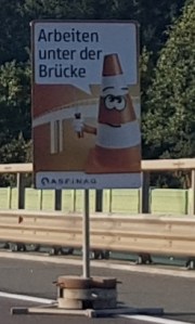 Roadworks in Austria on the autobahn cute signs