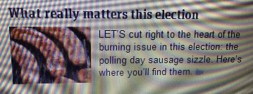 news articles - election sausage sizzle