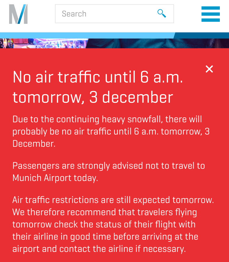 Munich airport closed